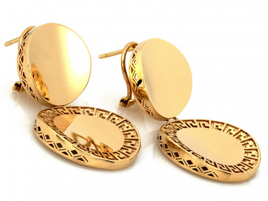 Kolczyki złote duże z dwóch okrągłych elementów