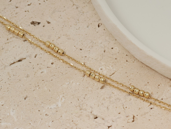 Bransoletka złota podwójna łańcuszkowa z kulkami