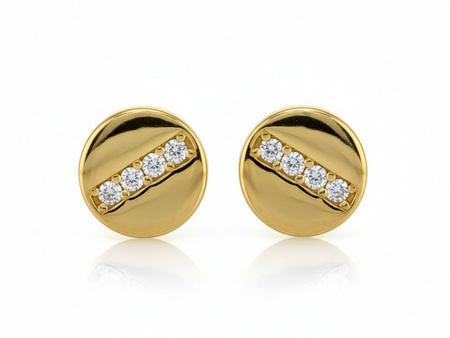 Kolczyki sztyft okrągłe z cyrkoniami przez środek gładkie