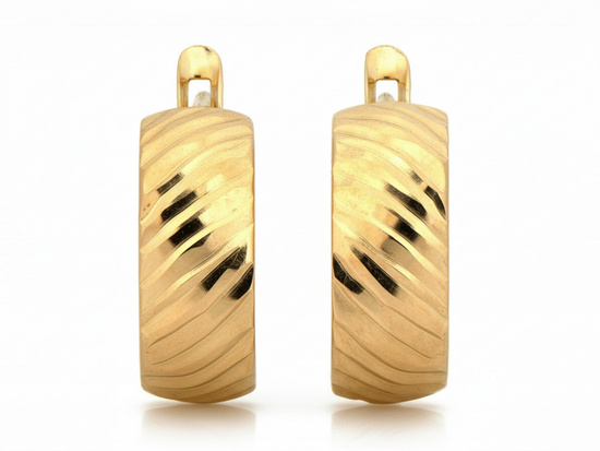 Kolczyki złote angielskie wygodne bez kamieni frezowane