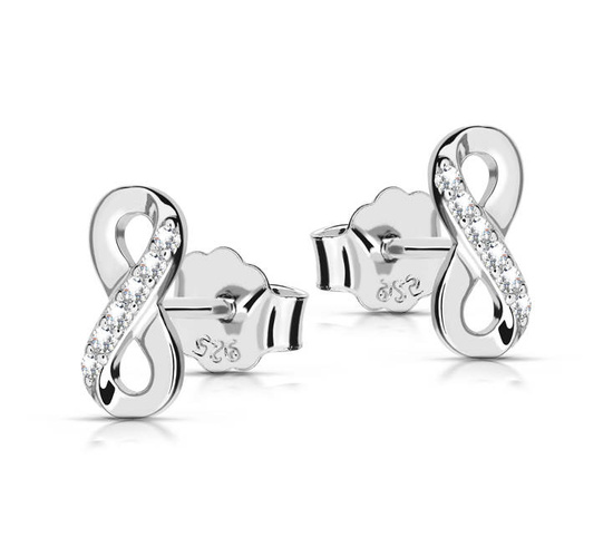 Srebrne kolczyki 925 z diamentowymi cyrkoniami - nieskończoność