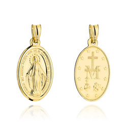 Złota zawieszka 585 - cudowny medalik z polską modlitwą