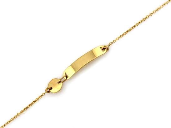 Bransoletka złota dla dziecka z blaszką pod grawer