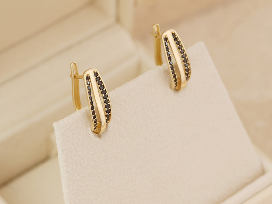 Kolczyki złote angielskie z cyrkoniami