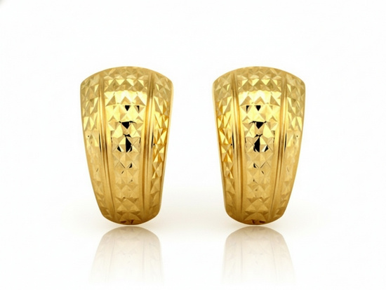 Kolczyki złote bez kamieni zdobione frezowane