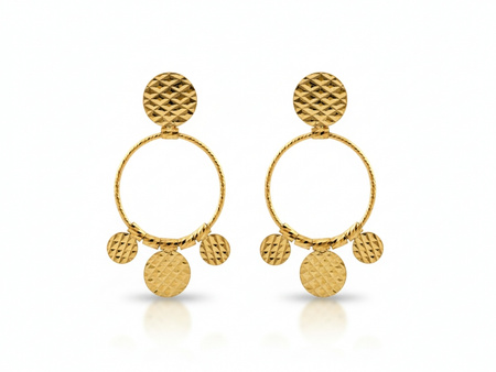 Kolczyki złota małe koła na sztyfcie z zawieszkami