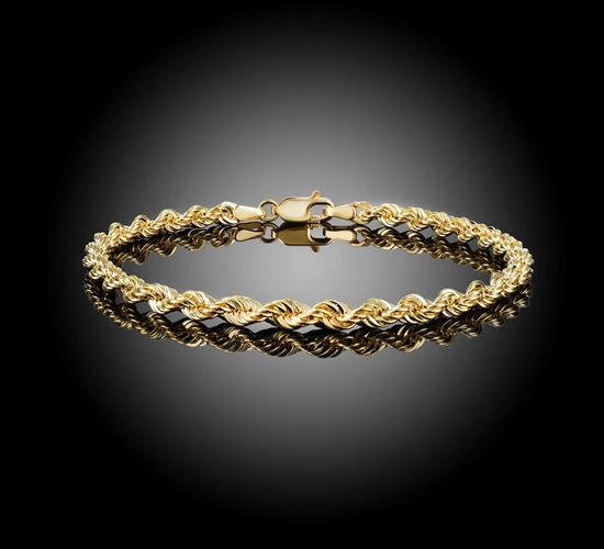 Złota bransoletka 585 kordel korda diamentowana