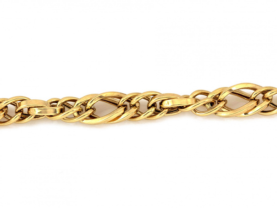 Złota bransoletka gruba z przeplatanych ogniw