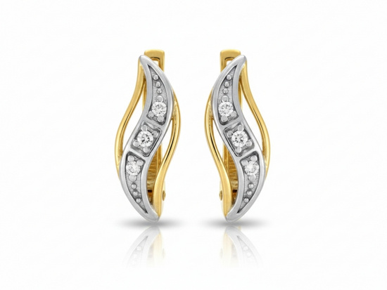 Kolczyki z białego i żółtego złota na angielskim zapięciu