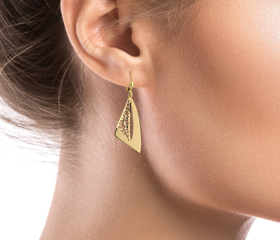 Złote kolczyki 585 ażurowe - wiszące