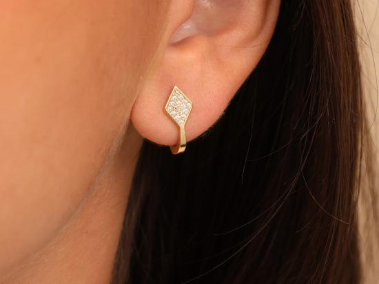 Kolczyki złote angielskie delikatne z cyrkoniami