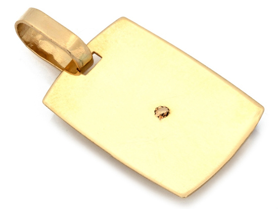 Prostokątny złoty medalik z Matką Boską