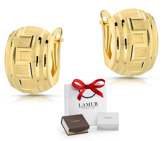 Złote kolczyki 585 diamentowane - greckie