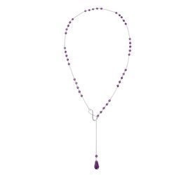 Naszyjnik srebrny 925 z 42 naturalnymi ametystami - nieskończoność