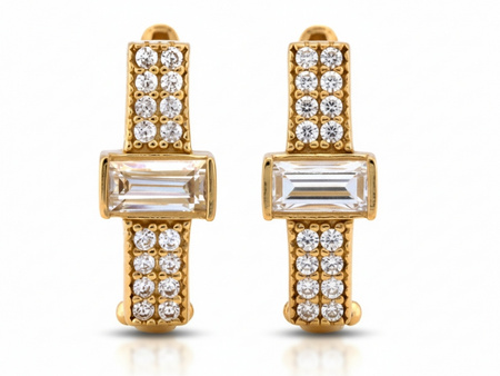Oryginalne złote kolczyki z cyrkoniami angielskie zapięcie