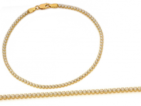 Złota bransoletka tenisowa z cyrkoniami