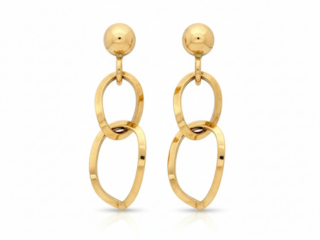 Kolczyki złote z wiszącymi dwoma ogniwami