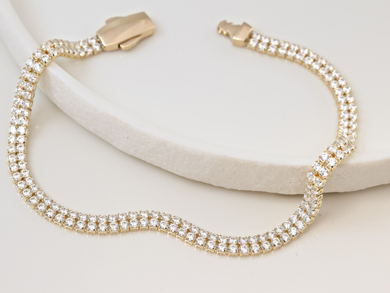 Bransoletka złota dwa rzędy cyrkonii