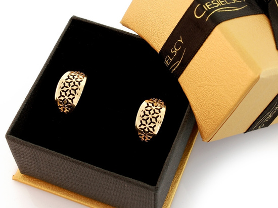 Złote kolczyki ażurowe angielskie zapięcie