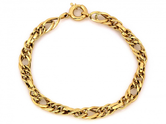 Złota bransoletka gruba z przeplatanych ogniw