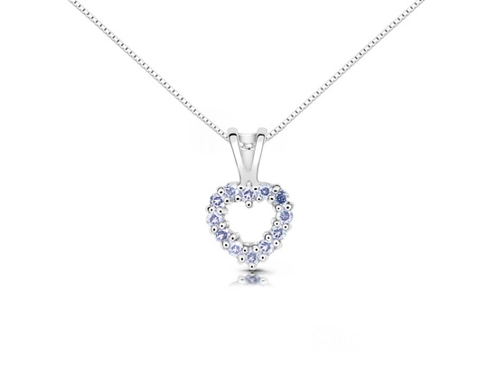 Zawieszka srebrna 925 z naturalnymi tanzanitami - serce