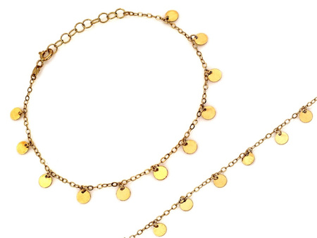 Bransoletka złota łańcuszkowa z zawieszkami z kółkami