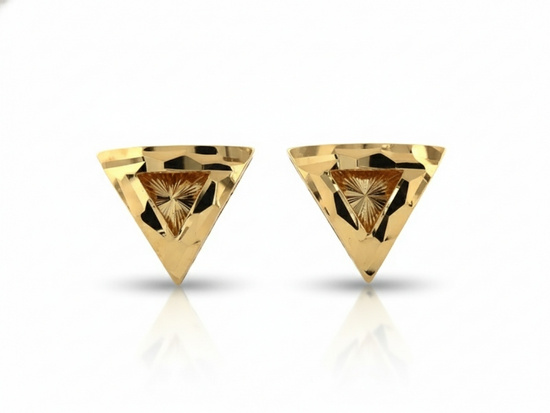 Kolczyki złote trójkąciki przy uchu