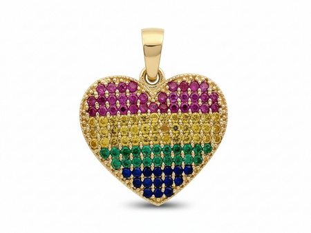 Zawieszka złota wysadzane z kolorowymi cyrkoniami