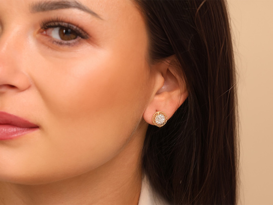 Kolczyki złote angielskie okrągłe z cyrkoniami