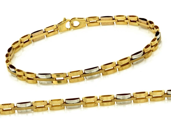 Bransoletka złota z dwukolorowych składanych elementów