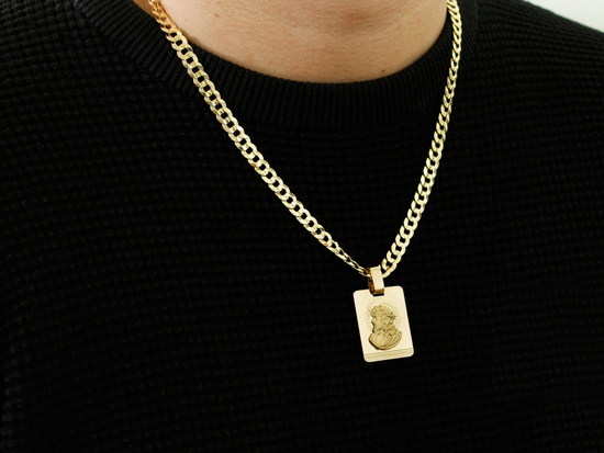 Duży prostokątny medalik z Jezusem w koronie cierniowej