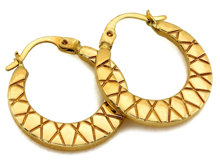 Kolczyki złote koła poszerzane zdobione idealne dla dojrzałej kobiety