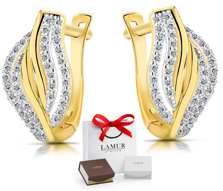 Złote kolczyki 585 z cyrkoniami - klasyczne