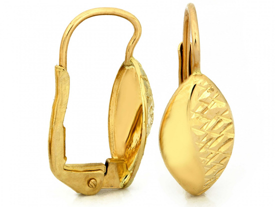 Kolczyki złote wygodne angielskie zapięcie błyszczące zdobione bez kamieni