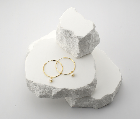 Złote kolczyki koła 585 z perełkami - 22 mm 