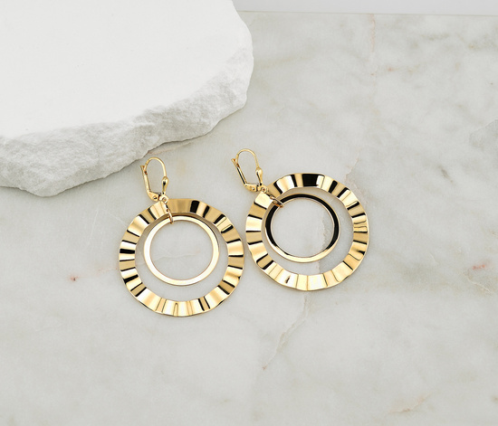 Złote kolczyki 585 - wiszące okazałe koła