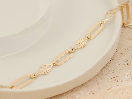 Bransoletka złota z modnych dużych ogniw elementowa