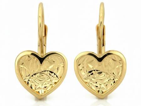Kolczyki złote angielskie zapięcie błyszczące serce