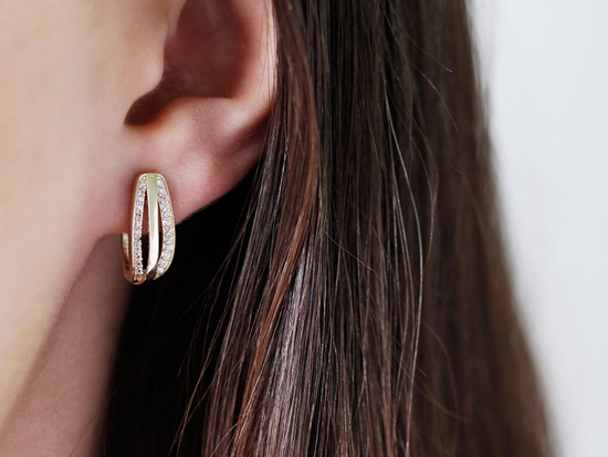 Kolczyki złote angielskie z cyrkoniami