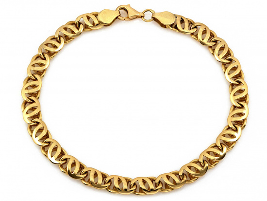 Bransoletka złota gruby łańcuch splot tygrysie oko