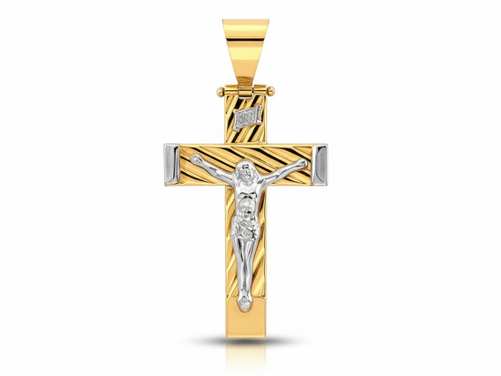 Złoty krzyżyk zawieszka wisiorek z Jezusem