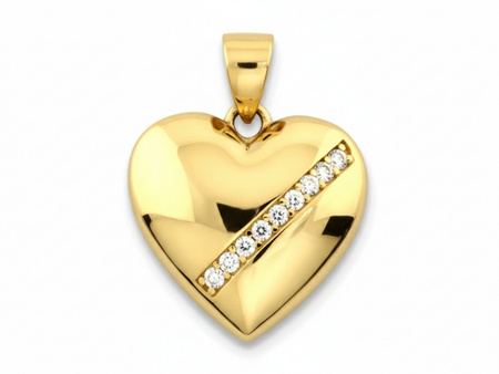 Zawieszka złote serce z cyrkoniami