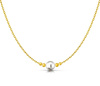 Złoty naszyjnik 585 z perłą i kuleczkami