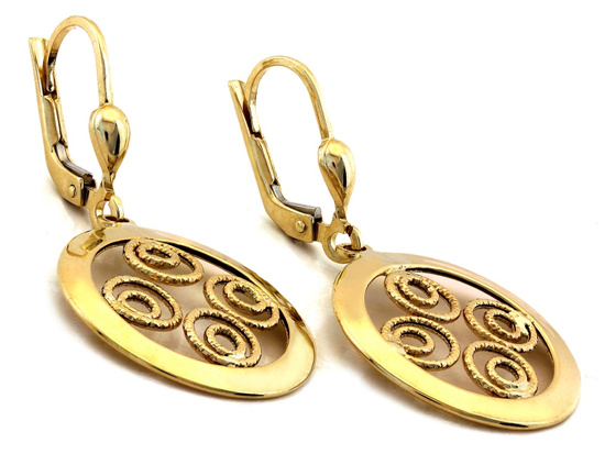 Kolczyki złote ażurowe wiszące okrągłe