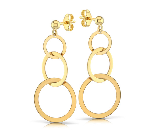 Złote kolczyki 585 koła - wiszące