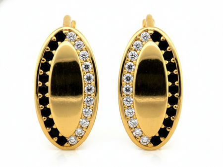 Kolczyki złote owalne z cyrkoniami wygodne zapięcie