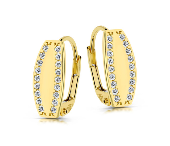 Złote kolczyki 585 z cyrkoniami - klasyczne