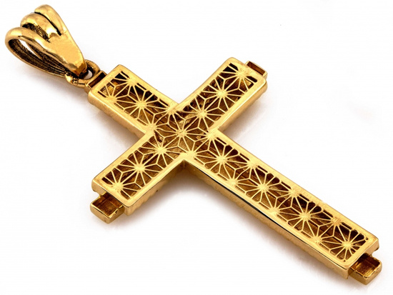Złoty krzyżyk duży wisior zawieszka bez wizerunku