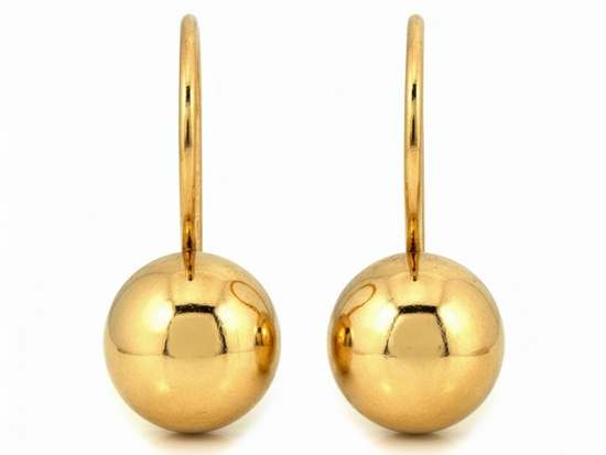 Kolczyki złote półkule błyszczące na biglu