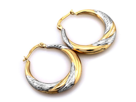 Kolczyki złote koła dwukolorowe